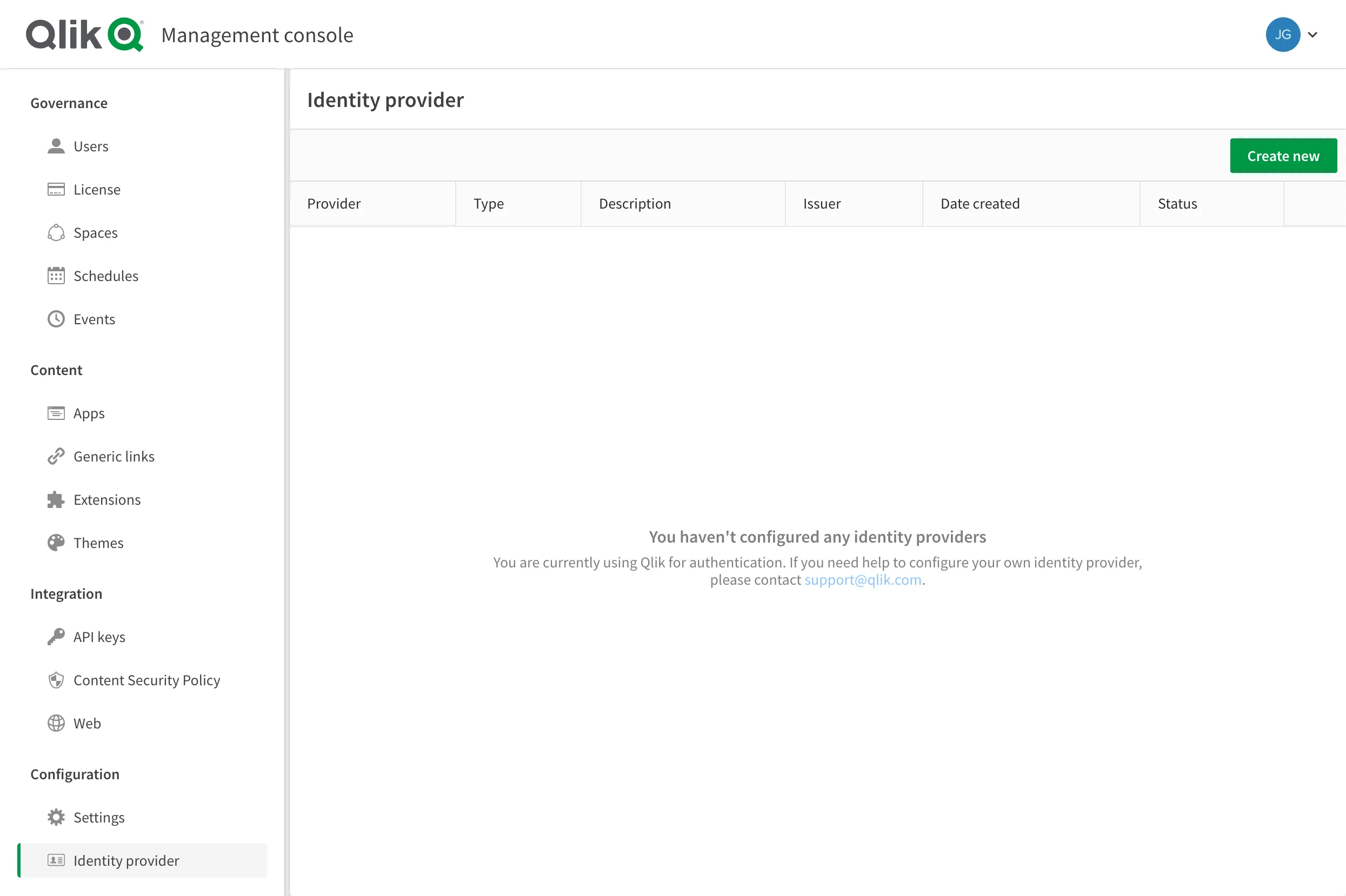 a screenshot of the tenant management console
with the Identity provider menu item selected