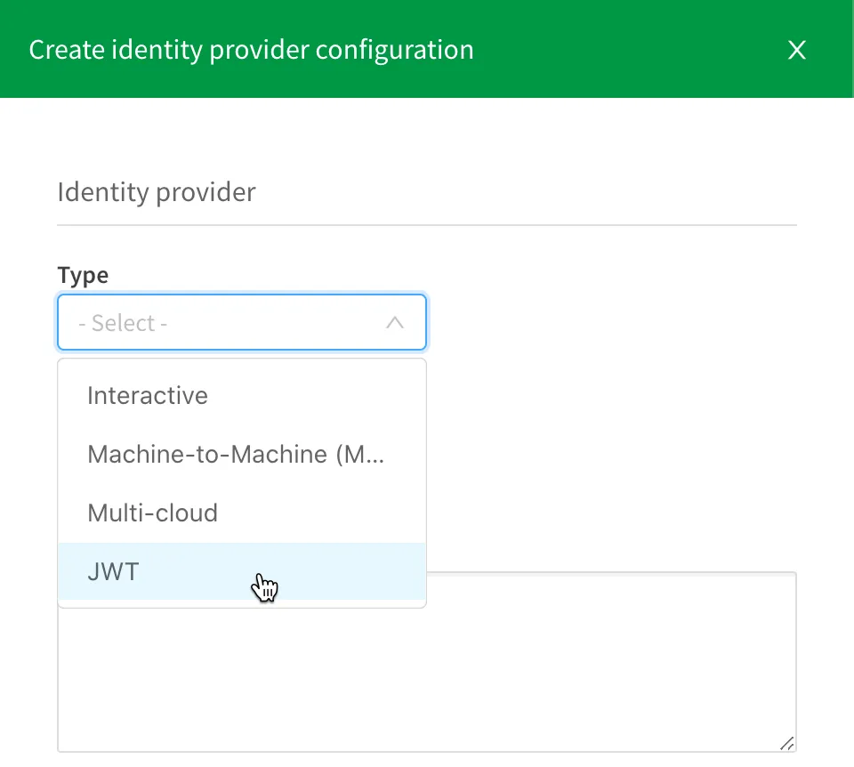 a screenshot of the dropdown list of available
identity management configurations.