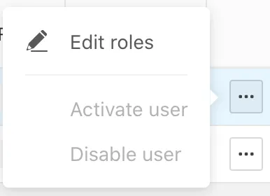 a screenshot of the selected user sub menu in the
Users panel the tenant management console