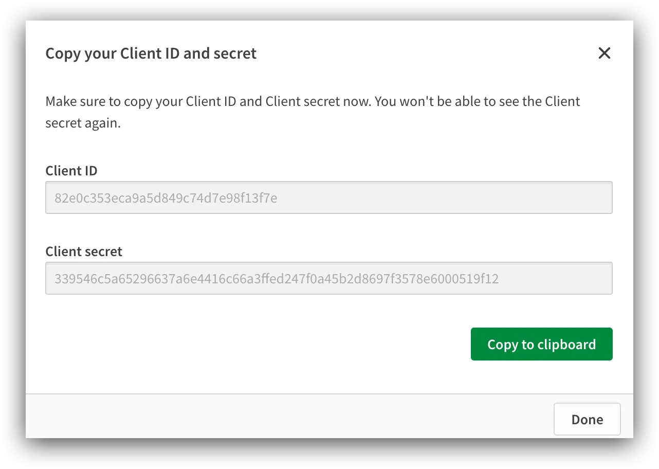 a screenshot of the OAuth 2 client id and client secret