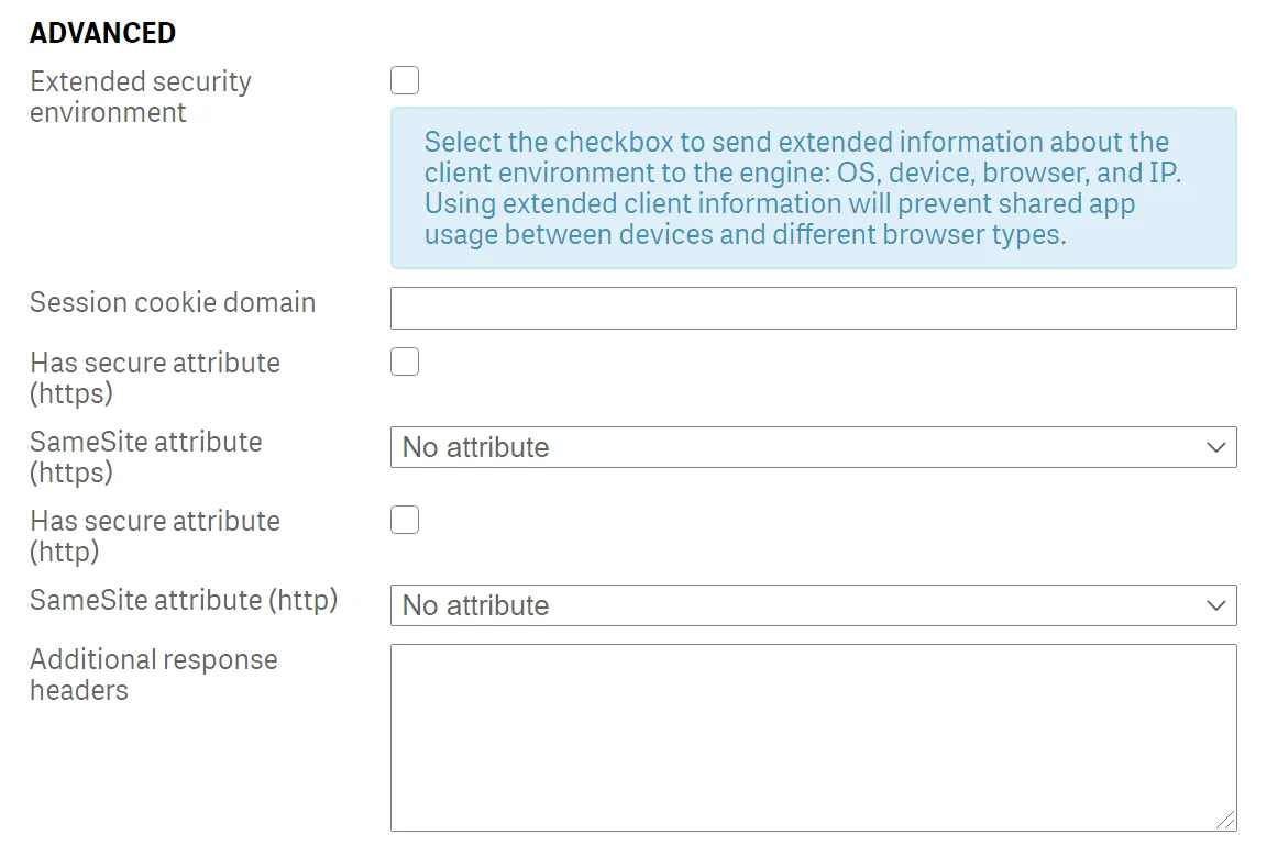 a screenshot of the Advanced section for a virtual proxy
configuration