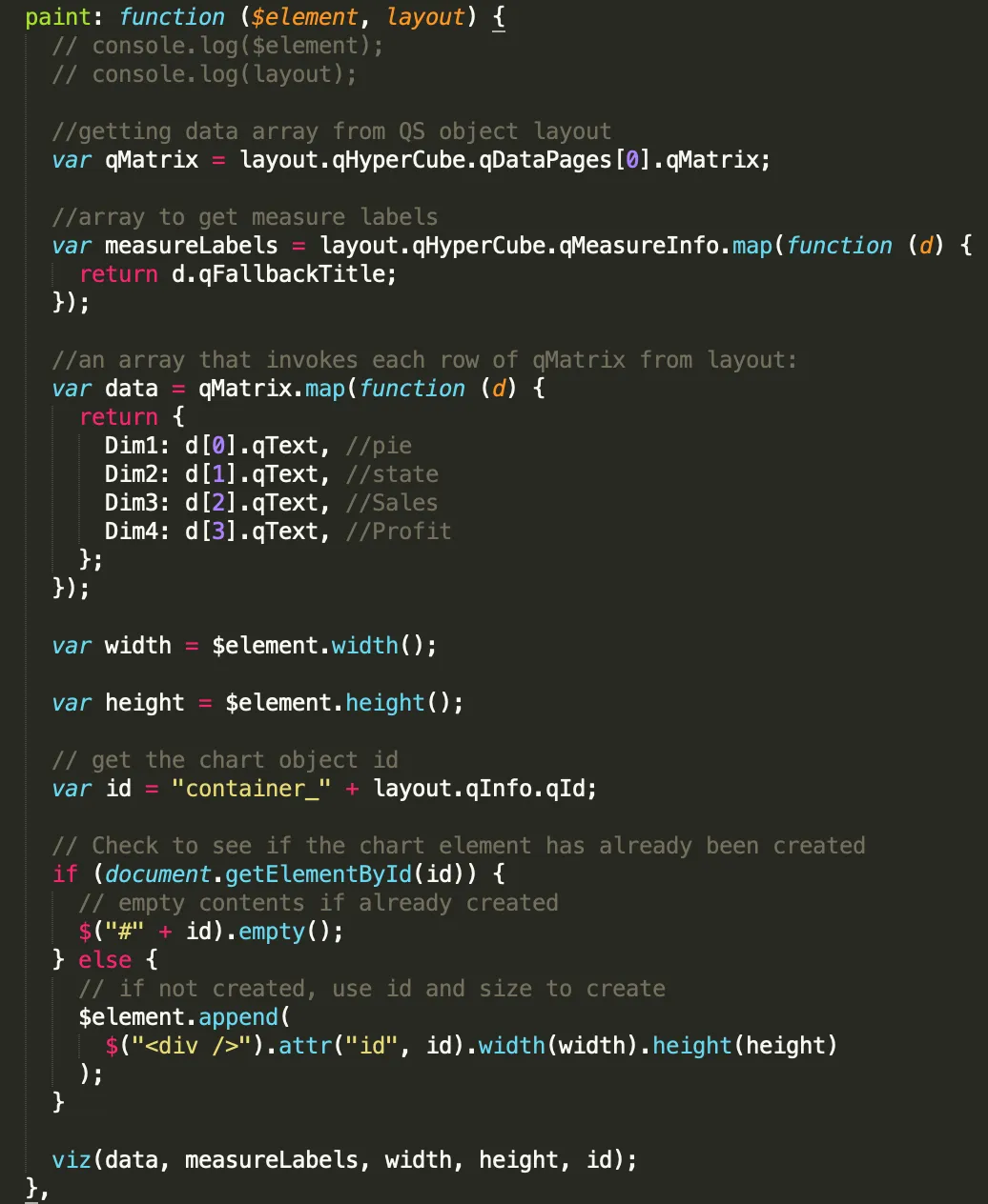Current Extension JS code