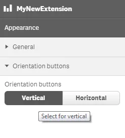 Example of an extension
with selectable button group and tooltips