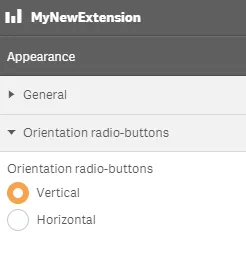 Custom radio buttons with
title object in extension