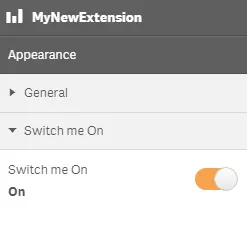 Custom switch object in
extension with title and current state