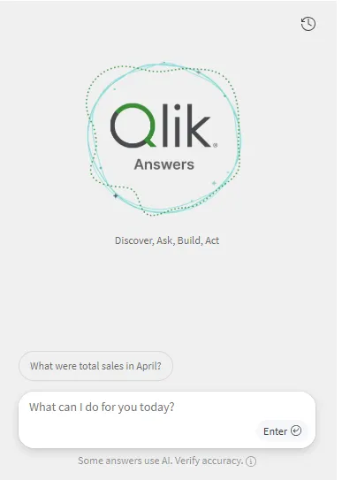 a screenshot of the agentic Qlik Answers assistant embedded into a web app
with the ai/agentic-assistant UI