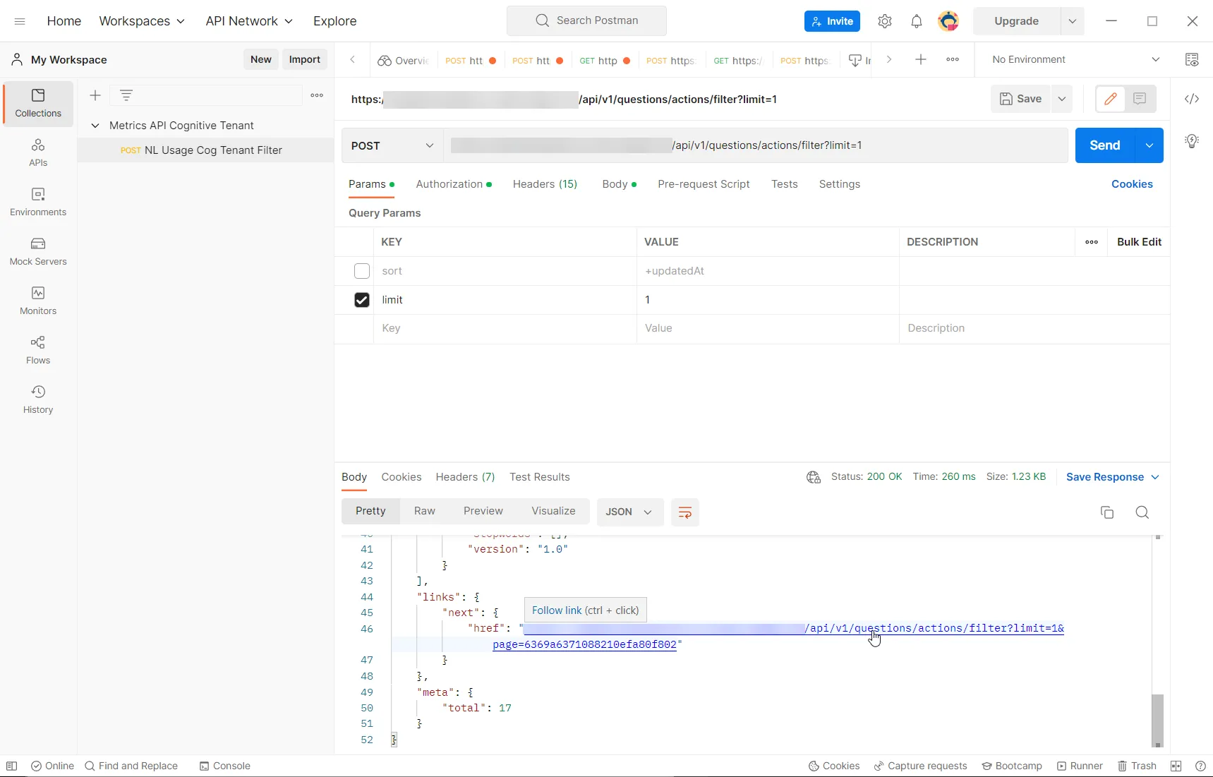 Postman pagination link