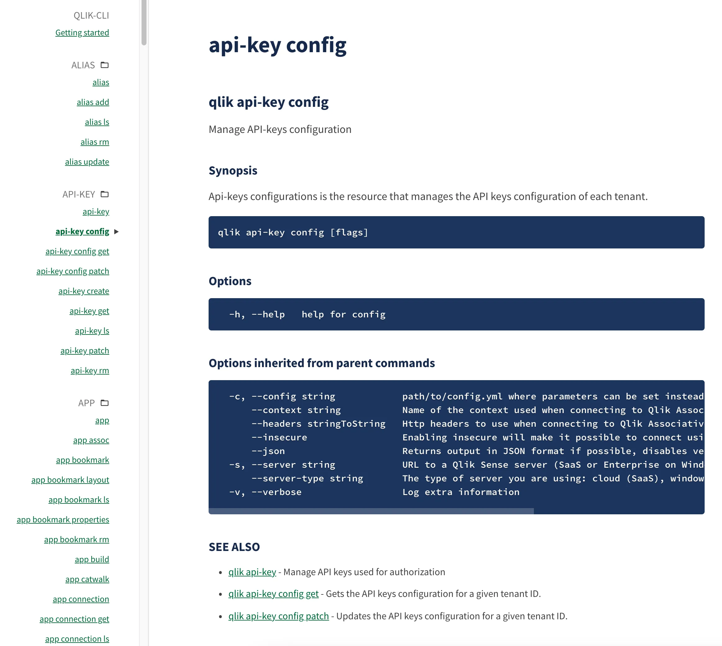 a screenshot of some qlik-cli documentation on
qlik.dev