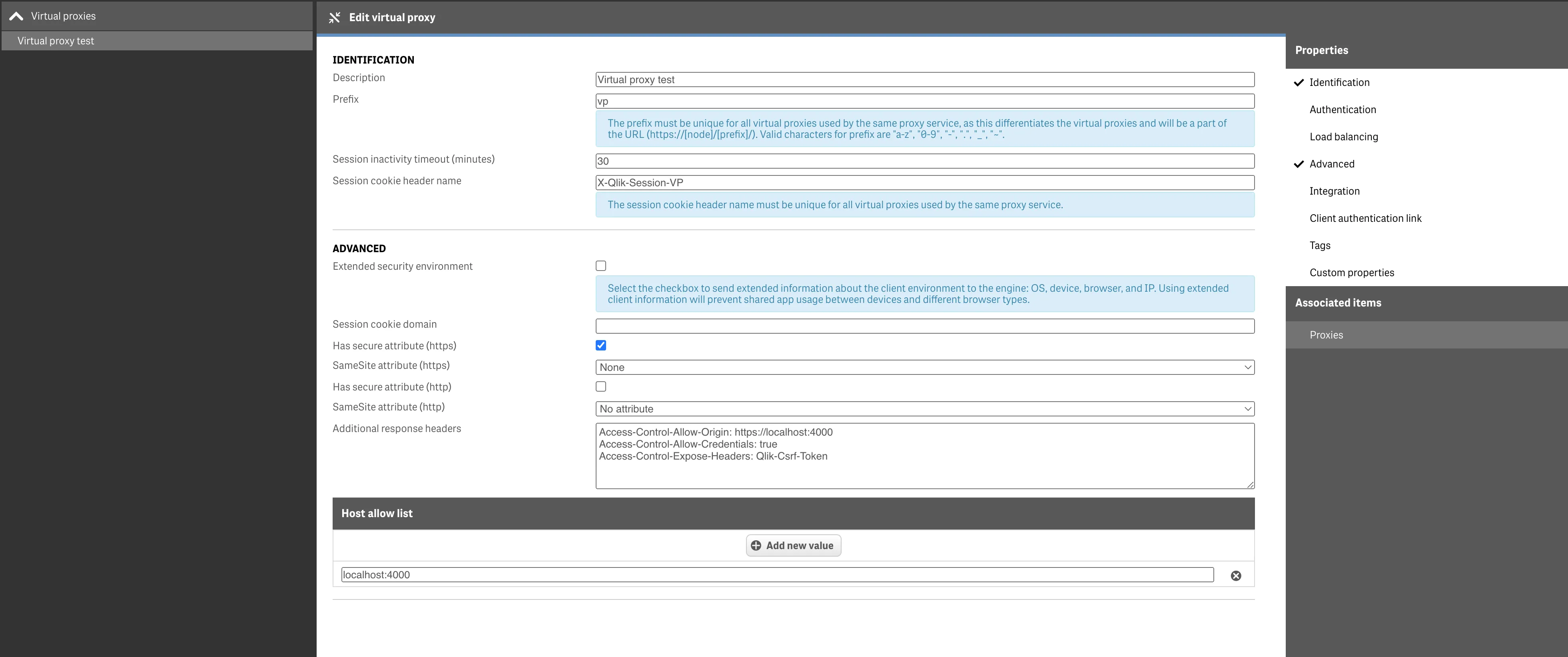 qmc settings for external web sites