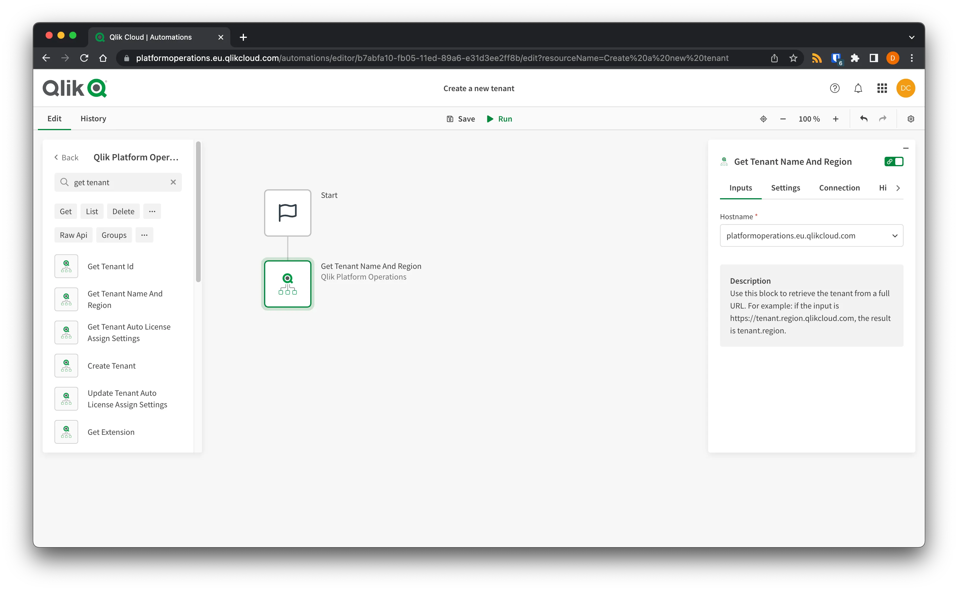 Browser window showing the Connect button for Platform Operations