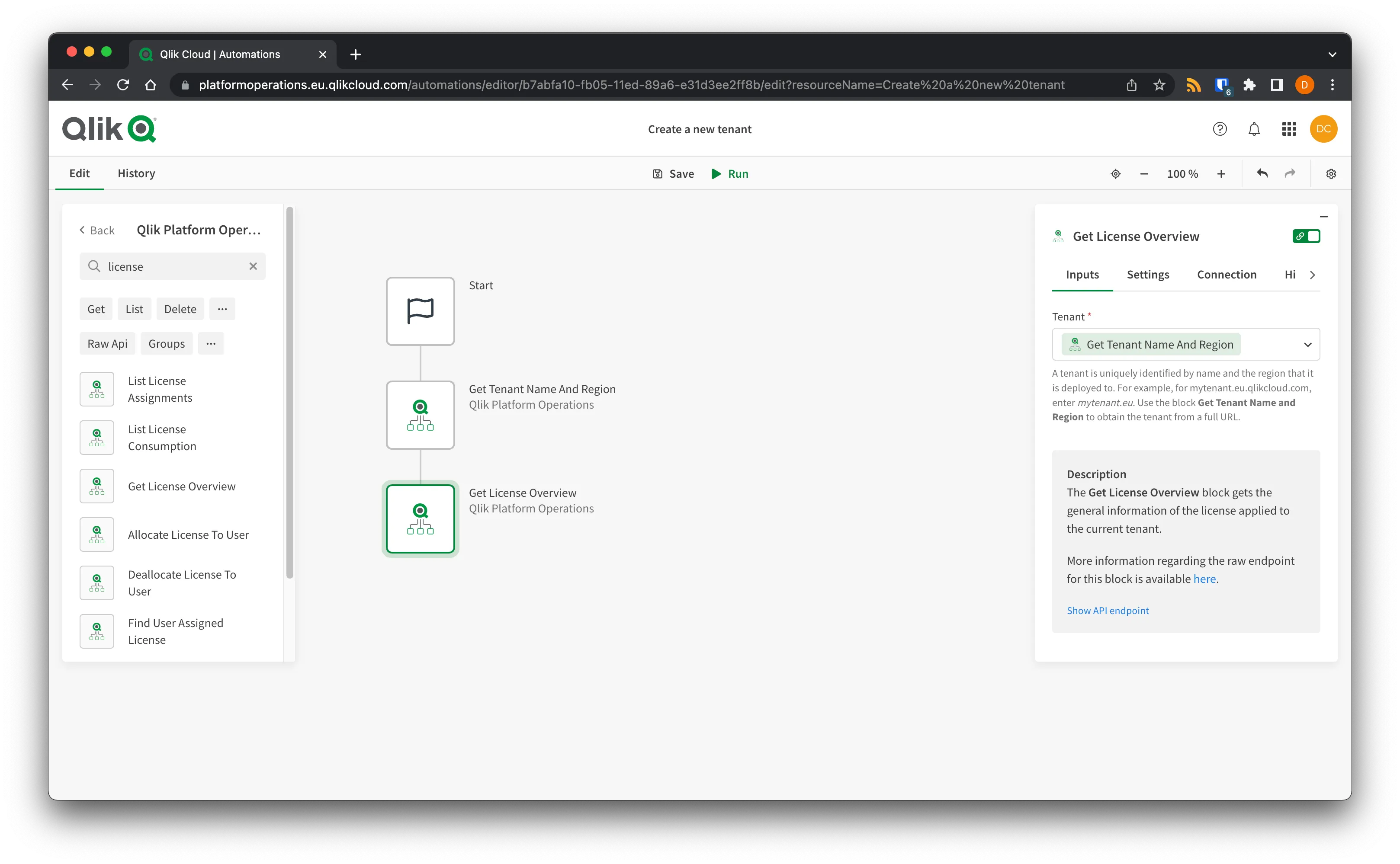 Browser window showing the Connect button for Platform Operations