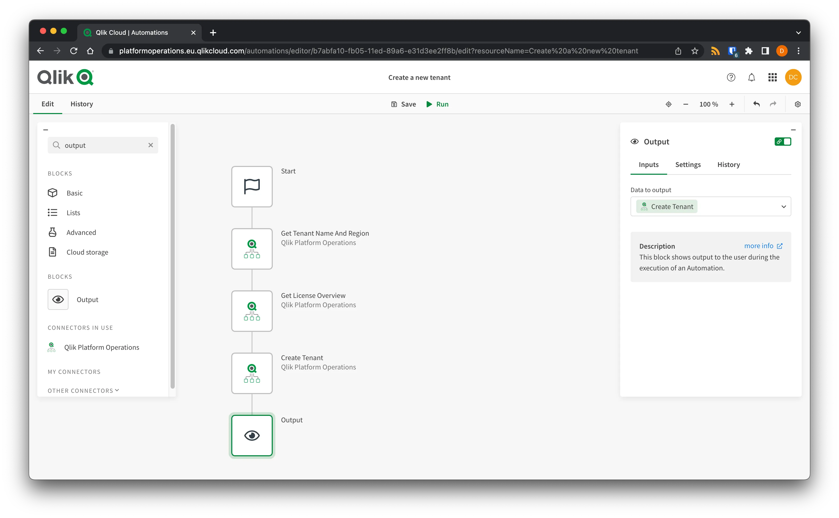 Browser window showing the Connect button for Platform Operations