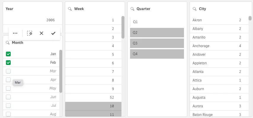 filter pane example - checkboxes