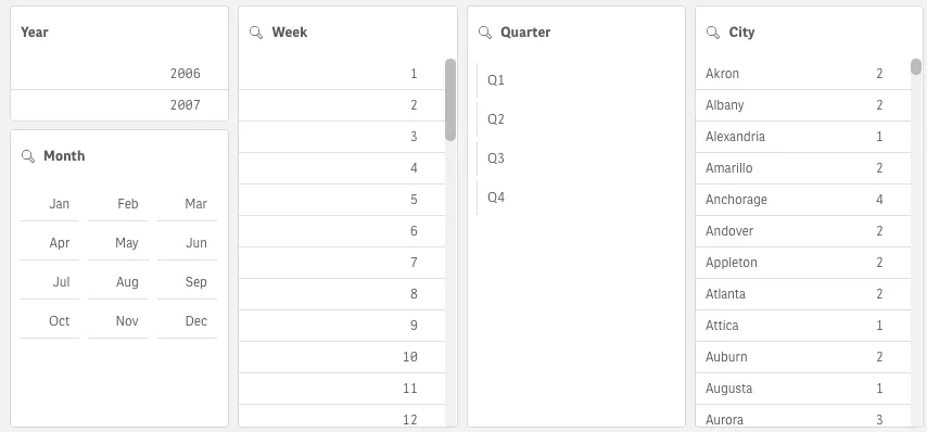 filter pane example - grid mode