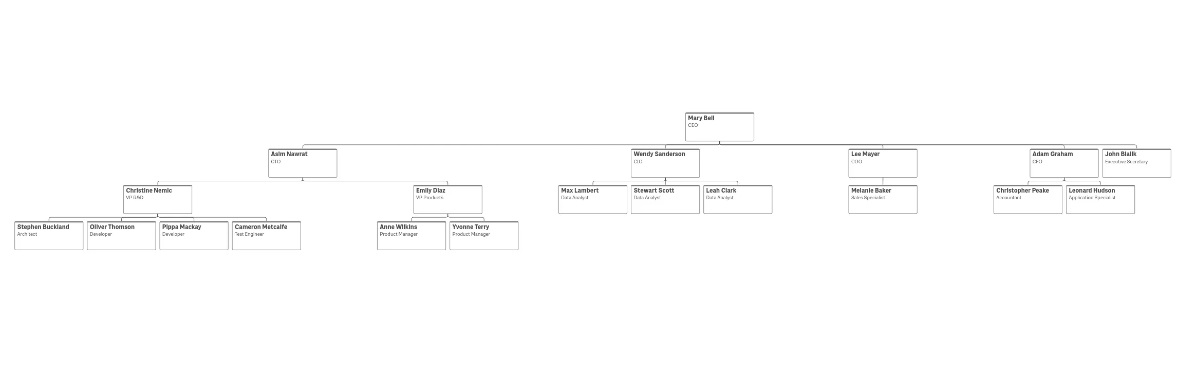 Org chart showing the entire tree presentation mode