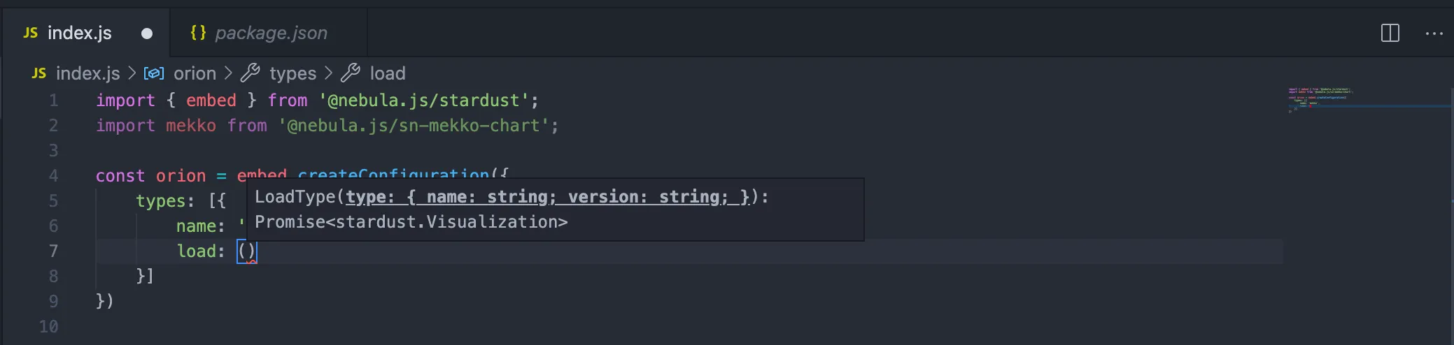 a screenshot showing types in VS code
