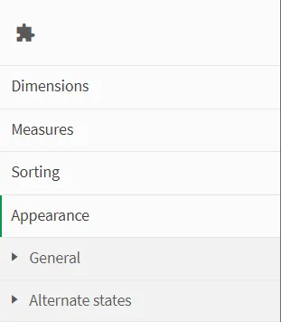 Properties panel example with
custom Appearance Options