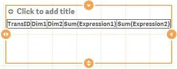 Example of an extension with table
Dimensions and Measures in header